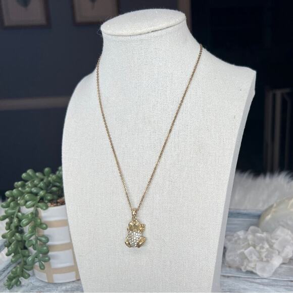 J. Crew | Rhinstone Frog Necklace - Picture 3 of 10
